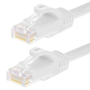 Monoprice Cat6 2ft White 12-Pk Patch Cable UTP 24AWG 550MHz Pure Bare Copper Snagless RJ45 Flexboot Series Ethernet Cable