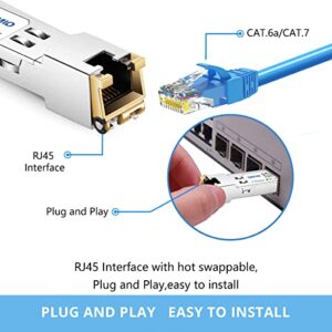 QINIYEK 10G SFP+ to RJ45 Transceiver, 10GBase-T Copper SFP+ Module for Cisco SFP-10G-T-S, Ubiquiti UniFi UF-RJ45-10G, MikroTik S+RJ10, Netgear AXM765, Fortinet, Cat.6a/7, up to 30m (Pack of 4)