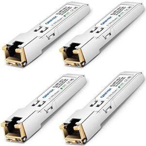 QINIYEK 10G SFP+ to RJ45 Transceiver, 10GBase-T Copper SFP+ Module for Cisco SFP-10G-T-S, Ubiquiti UniFi UF-RJ45-10G, MikroTik S+RJ10, Netgear AXM765, Fortinet, Cat.6a/7, up to 30m (Pack of 4)