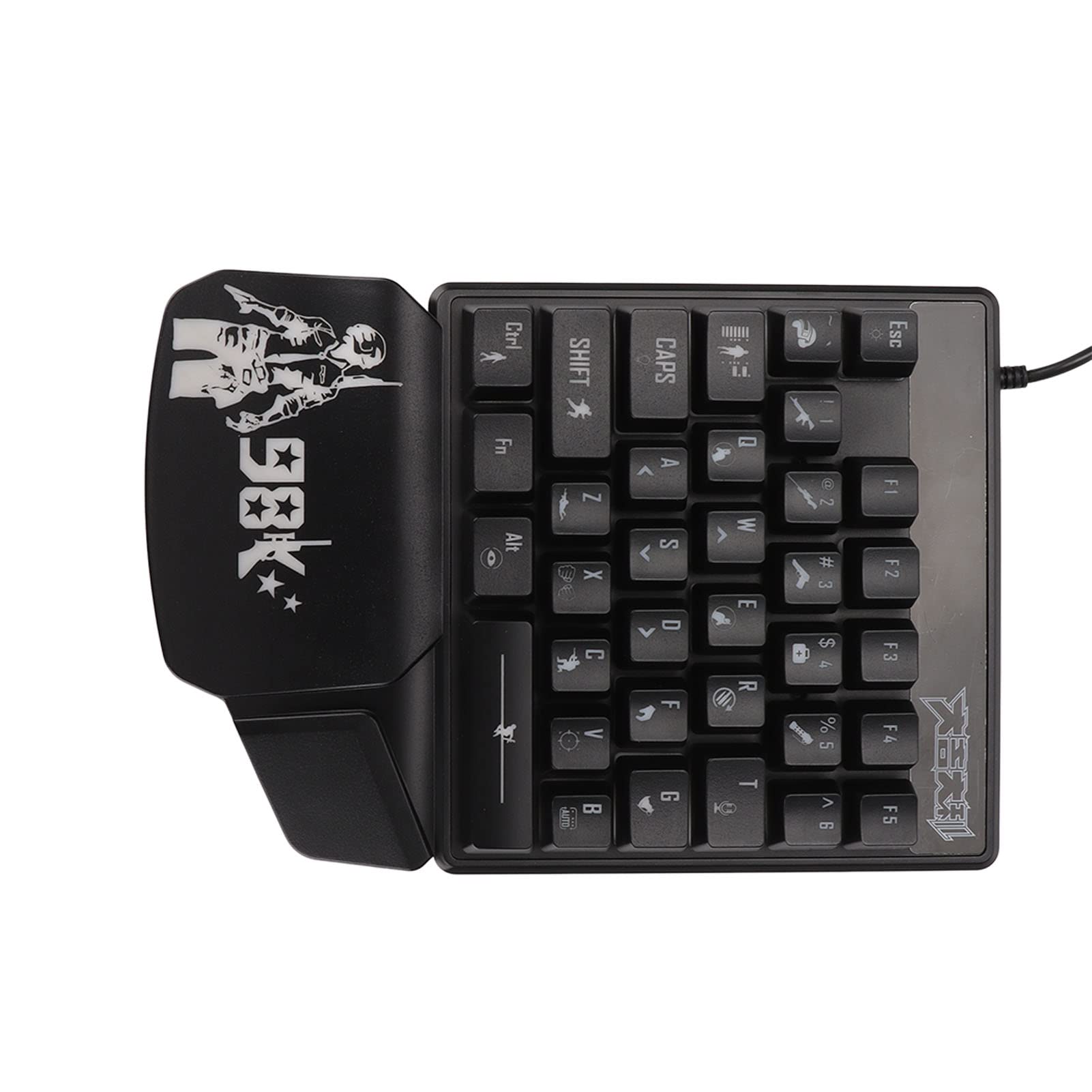 One Handed Gaming Keyboard, 35 Keys Single Led Glowing Small Keyboard Ergonomic Design Mini F5 Gaming Keyboard for Esports Game