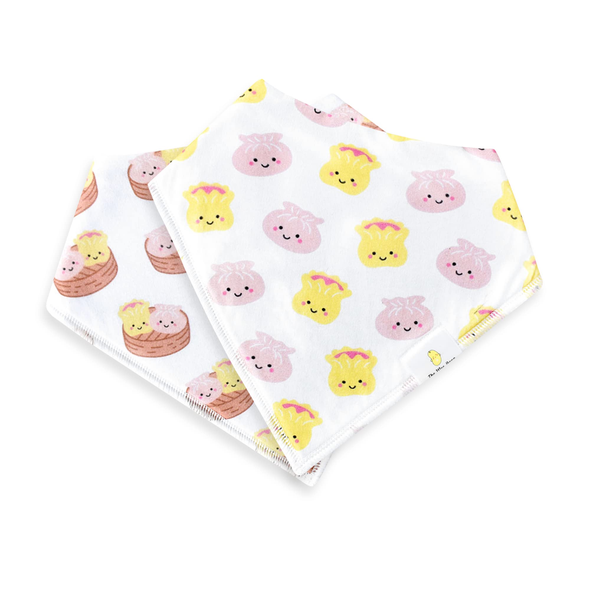 The Wee Bean Organic Cotton Bandana Bibs 2pcs Set, Baby Bandana Drool Bibs for Boys Girls Unisex, Teething and Drooling, Absorbent Layers - Dim Sum Hargow Siu Mai