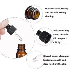 VASANA 3 PCS 3.4OZ Amber Glass Dropper Bottles with Graduated Scale Empty Refillable Travel Liquid Dispenser Glass Dropper Pipette Bottle Vial Container 100ML