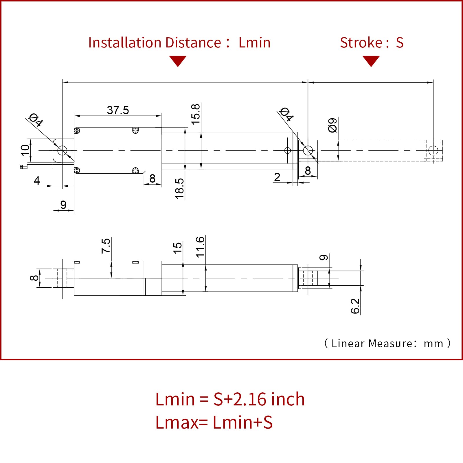 Stroke 125mm 40N IP54 Stroke 4.92" Force 8.81 lbs High-Speed 0.6"/sec Linear Actuator 12v Linear Motion actuators Linear servo for Fan Blades Cabinets Home Automation…with Mounting Brackets