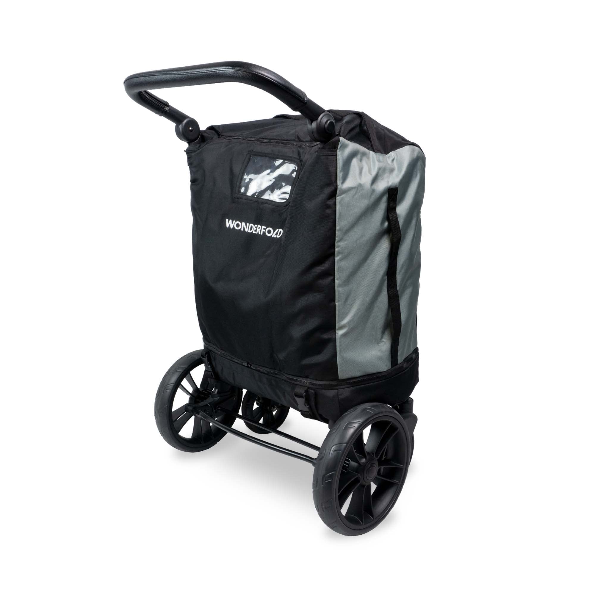 WONDERFOLD Stroller Wagon Travel Cover Featuring Front Storage Pocket, Inner Storage Pocket for Rear Basket and Canopy, and an Optional Wheel Cover (Fits Only W4)