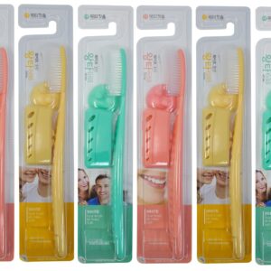 Samjung Wangta Soft Toothbrush, 6 Pack (Pastel White) – Best Manual Toothbrush for Maximum, Efficient Cleaning and Sensitive Gums and Teeth