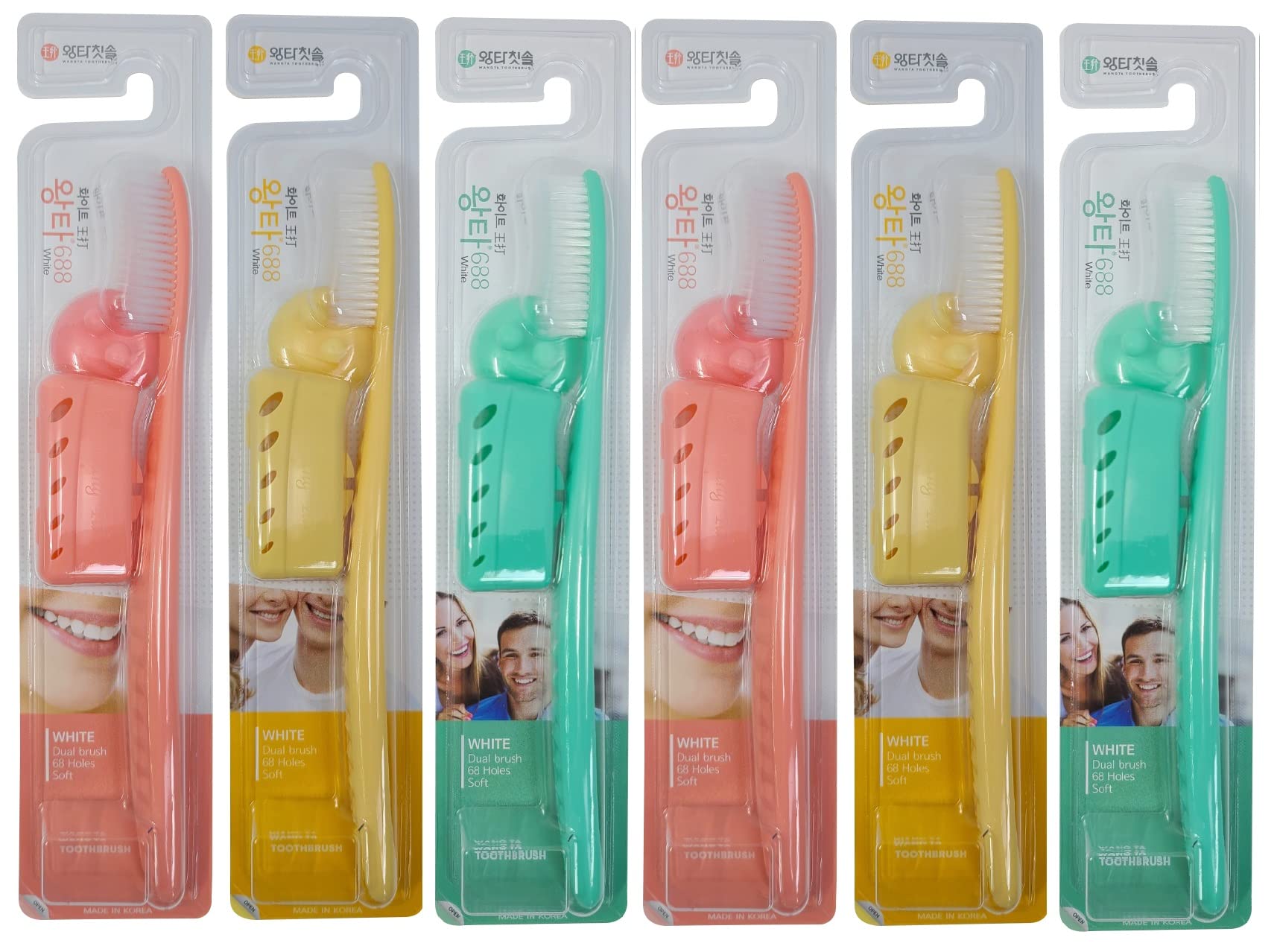 Samjung Wangta Soft Toothbrush, 6 Pack (Pastel White) – Best Manual Toothbrush for Maximum, Efficient Cleaning and Sensitive Gums and Teeth