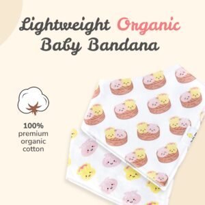 The Wee Bean Organic Cotton Bandana Bibs 2pcs Set, Baby Bandana Drool Bibs for Boys Girls Unisex, Teething and Drooling, Absorbent Layers - Dim Sum Hargow Siu Mai