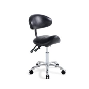 MWOSEN Saddle Stool Chair with Back Rolling Esthetician Seat for Salon Tattoo Shop Spa Facial lash Home Dentist Clinic Esthetician Chair(with Back Support, Black)