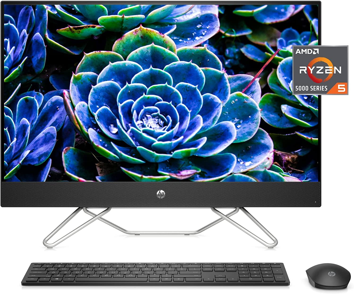 HP Essential All-in-One 27" FHD Desktop, AMD Ryzen 5 5500U, 16GB RAM 1TB PCIe NVMe M.2 SSD, Wi-Fi, Bluetooth, Windows 11 Home, Black