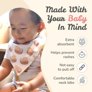 The Wee Bean Organic Cotton Bandana Bibs 2pcs Set, Baby Bandana Drool Bibs for Boys Girls Unisex, Teething and Drooling, Absorbent Layers - Dim Sum Hargow Siu Mai