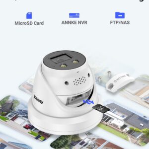 ANNKE AC800 4K Turret POE Camera, Ultra HD Outdoor Security IP Camera with Strobe & Spotlight Alarms, Human/Vehicle Detection, Two-Way Audio, Compatible with Alexa, Up to 256GB MicroSD Card