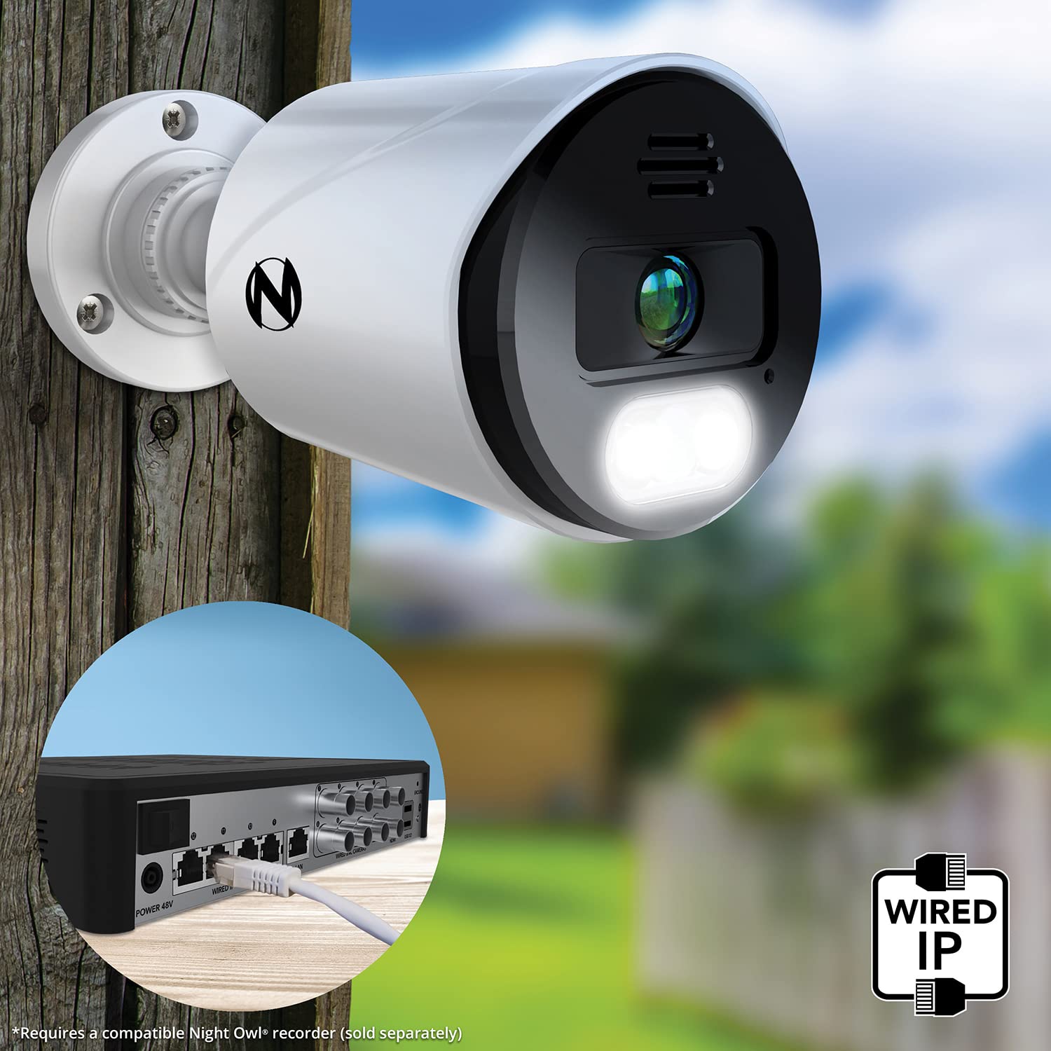 Night Owl Wired IP 4K UHD Indoor/Outdoor Add On Spotlight Cameras with Preset Voice Alerts and Built-in Camera Siren (Requires Compatible BTN8 Series NVR or BTD8 Series DVR - Sold Separately)