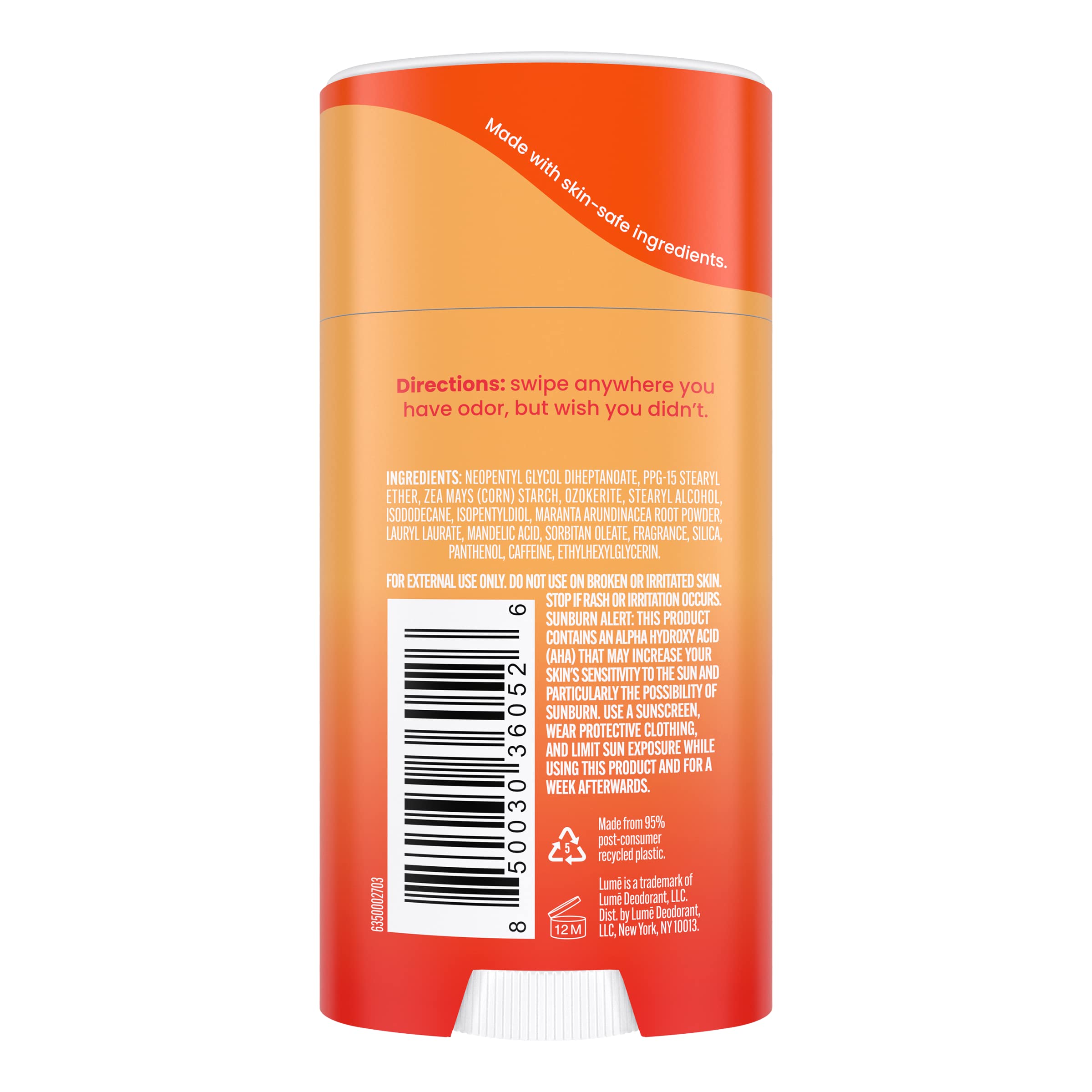 Lume Smooth Solid Stick - 2.6 Ounce (Clean Tangerine)