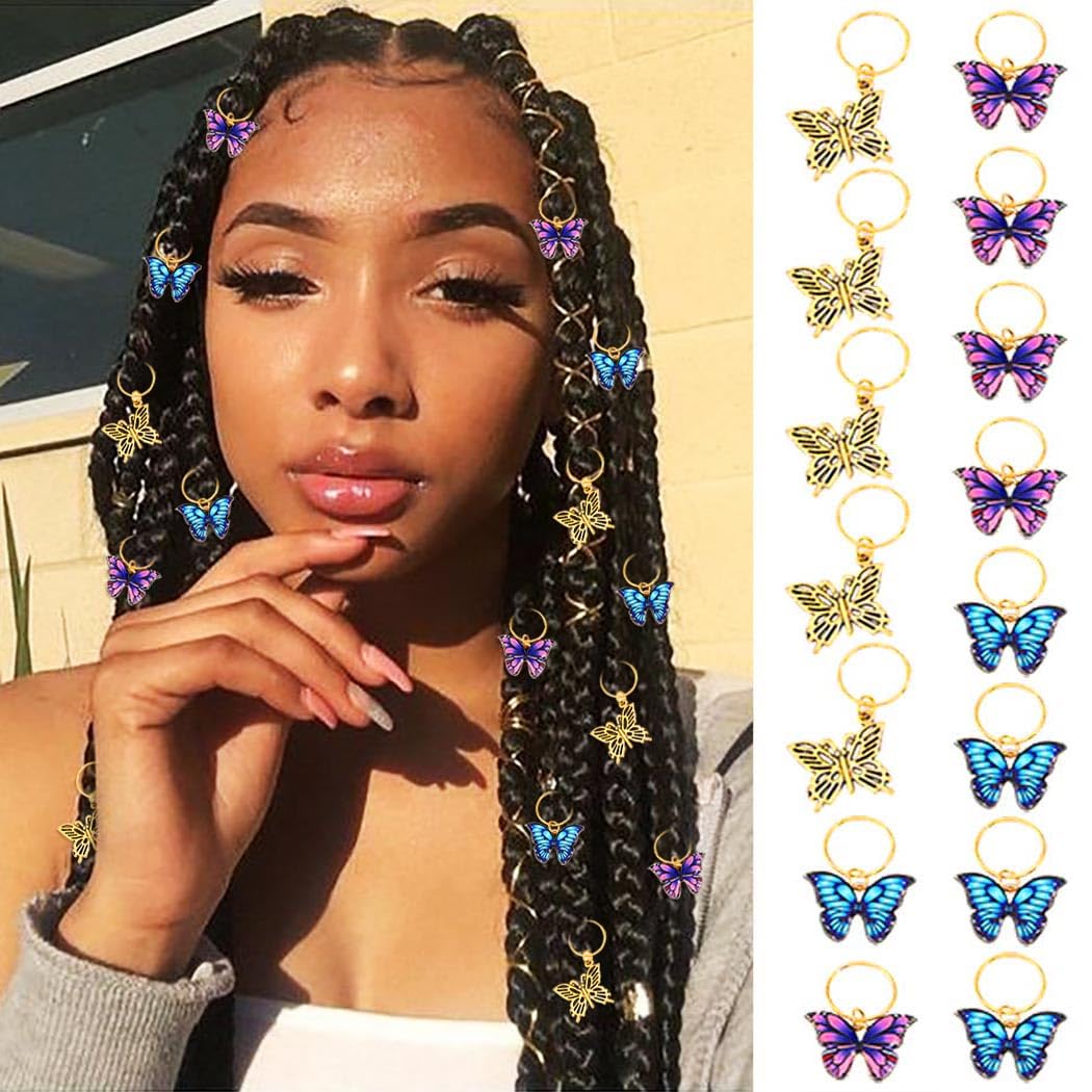 Formery Loc Jewelry Hair Gold Butterfly Charms Braids Jewels Clips Locs Dreadlock Hair Accessories for Women (15pcs) (Butterfly)