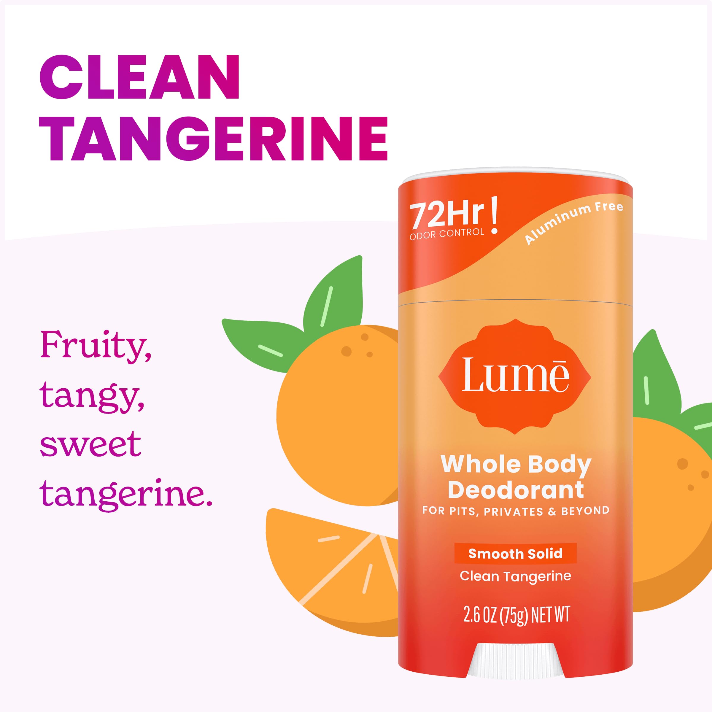 Lume Smooth Solid Stick - 2.6 Ounce (Clean Tangerine)