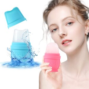 BFASU 2 Packs Face and Body Ice Roller, Silicone Ice Cube for Puffiness, Pain Relief, Cold Therapy Ice Cup Molds Massage Tool