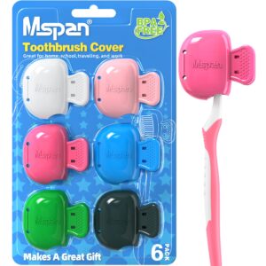 mspan toothbrush cover cap case: brush head protector pods plastic travel tooth brushing clip for manual & electric toothbrush - 6 packs