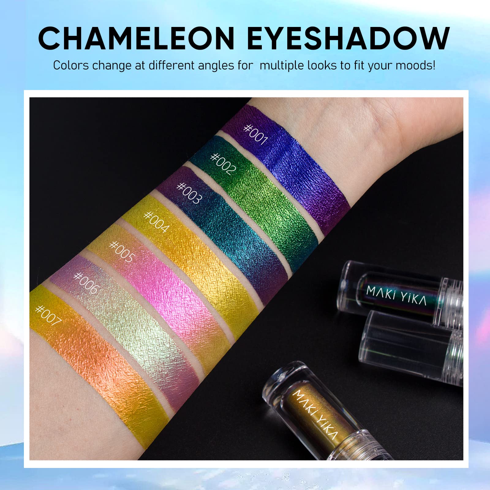 MAKI YIKA Glitter Eyeshadow Gold Liquid Multichrome Eyeshadows Long Lasting, Metallic Chameleon Eye Shadow Smudgeproof Holographic Multi-Dimensional Eye Looks (#7 Bronzer)