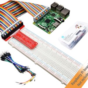 Adeept Raspberry Pi GPIO Breakout, T-Type GPIO Expansion Board +830 Points Solderless Breadboard+65pcs Jumper Cables +40pin Rainbow Ribbon Cable, Raspberry Pi GPIO Expansion Kit