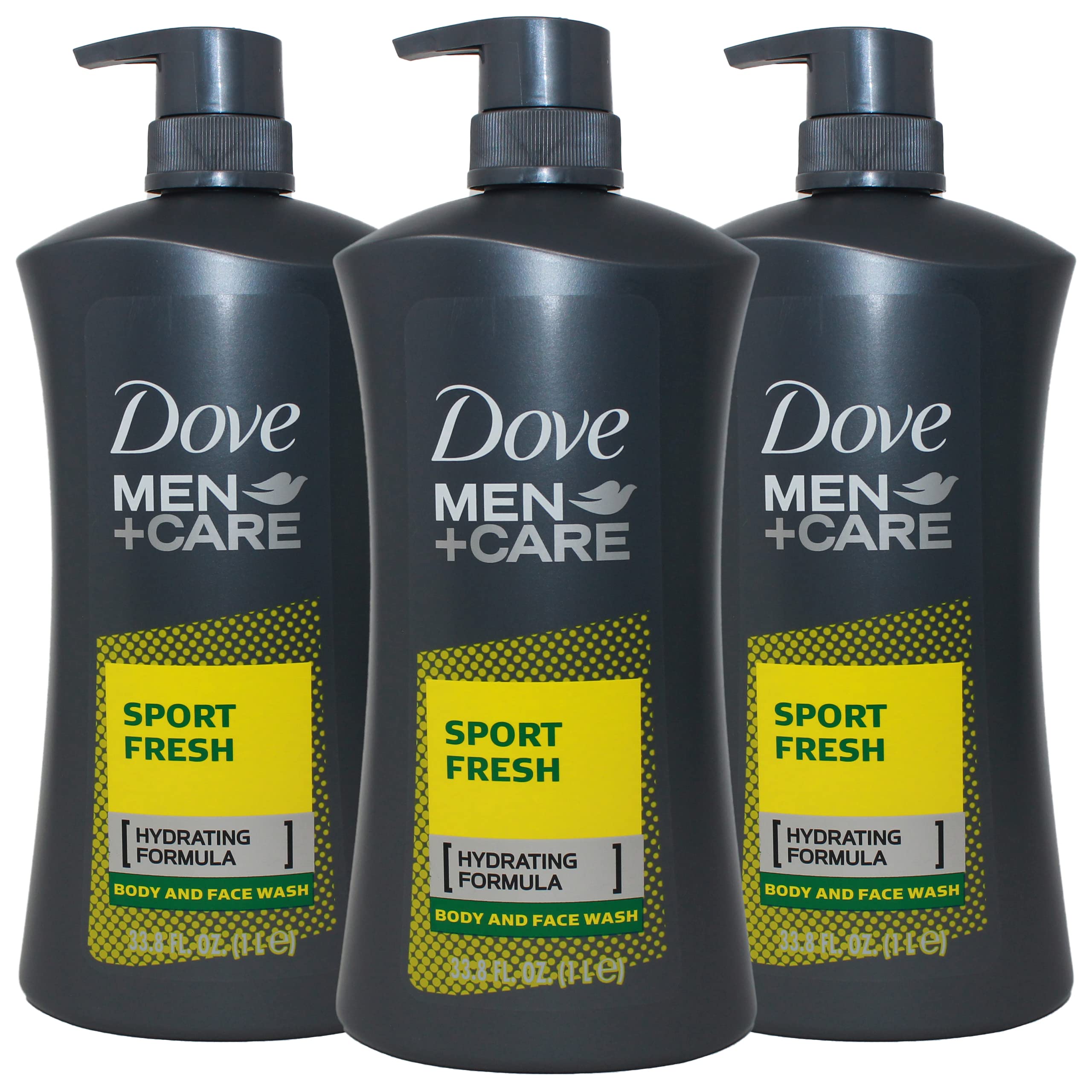 Dove Men+Care Sport Fresh Body Wash for Men, Hydrating Formula, 33.8 Ounce Pump Bottle (Pack of 3)