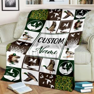 Personalized Mallard Duck Baby Blanket, Custom Name Duck Blanket for Kids, Adults, Baby Name Blanket, Baby Boy Blanket,, Super Soft Plush Throw Blanket for Baby for Kids 30x40, 30X40in