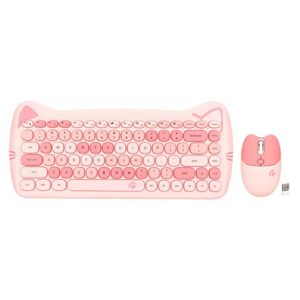 wireless keyboard mouse combo,colorful cute 2.4g wireless keyboard and mouse set,ergonomic gaming keyboard and mouse kit for windows,for os x,for android(pink)