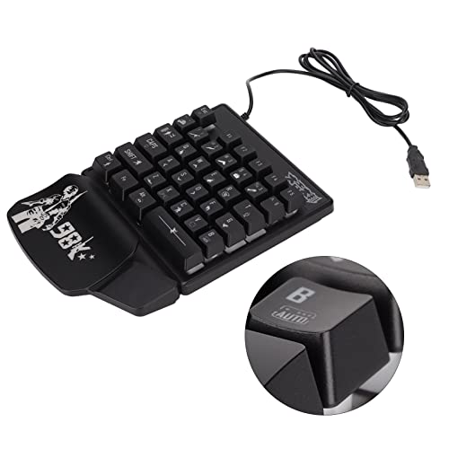 Kafuty-1 One Handed Gaming Keyboard,LED Backlit 35 Keys Professional Gaming Keypad,USB Wired Single Hand Mechanical Keyboard for PC Gamer