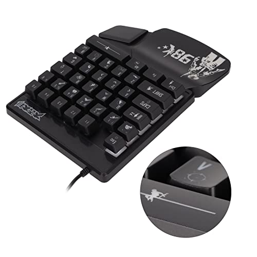 Kafuty-1 One Handed Gaming Keyboard,LED Backlit 35 Keys Professional Gaming Keypad,USB Wired Single Hand Mechanical Keyboard for PC Gamer