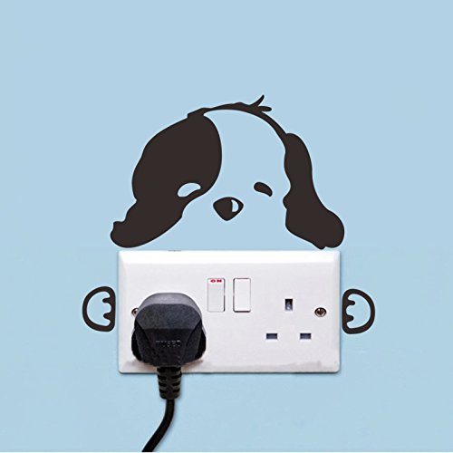 2pcs Light Switch Decals Adorable Little Black Dog Pet Animal Pattern Wall Door Sticker Decor Art Mural Baby Nursery Room