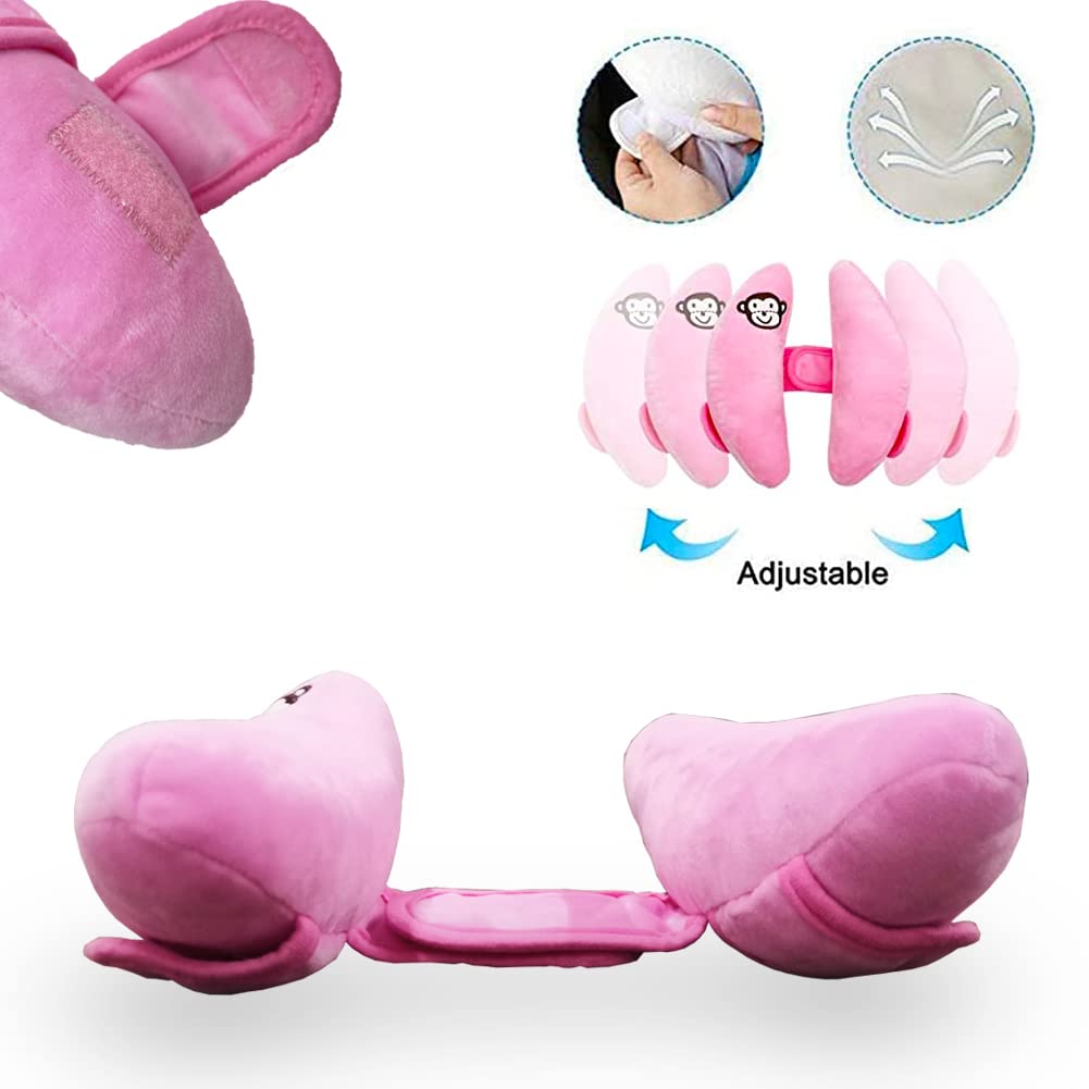 Baby Infants Adjustable Head Support Safety Pillow for Car Seat Baby Soft Neck Body Head Support, U-Shape Children Travel Pillow Cushion Stroller Neck Support for Toddlers,Pink