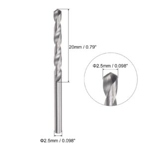 uxcell Solid Carbide Drill Bits, 2.5mm C2/K20 Tungsten Carbide Jobber Drill Bits Straight Shank Drilling Tool for Stainless Steel Aluminum Iron Metal Plastic