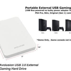 Avolusion Z1-S 1TB USB 3.0 Portable External Gaming Hard Drive - White (for PS4, Pre-Formatted)