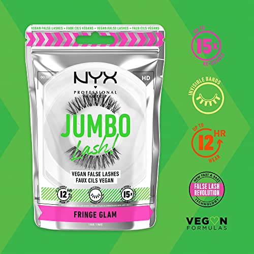 NYX PROFESSIONAL MAKEUP Jumbo Lash! Vegan False Eyelashes, Up to 12HR Wear, Reusable Fake Lashes - Fringe Glam