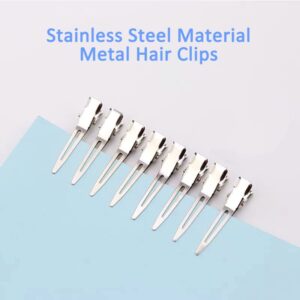 60 Pcs Metal Duck Billed Hair Clips for Women Styling Sectioning, Gingbiss 1.77" Silver Hairdressing Single Prong Curl Clips with Storge Box, Alligator Clips Hair Pins for Hair Salon, Barber, DIY