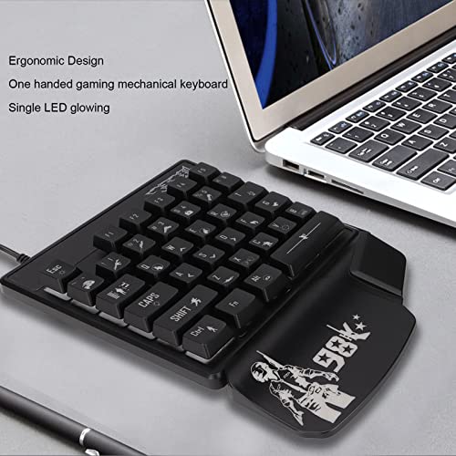 Kafuty-1 One Handed Gaming Keyboard,LED Backlit 35 Keys Professional Gaming Keypad,USB Wired Single Hand Mechanical Keyboard for PC Gamer