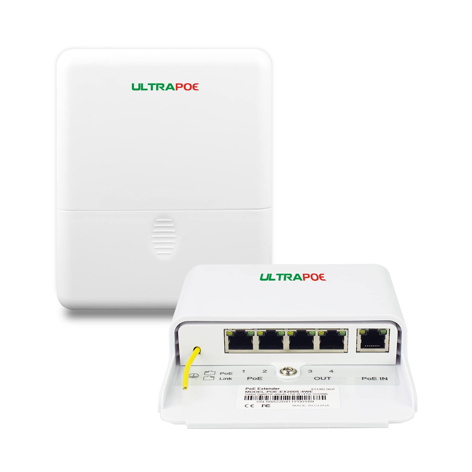 UltraPoe 4 Port Outdoor Gigabit POE++ Extender, up to 100m/330ft Ethernet Over Copper Wire, IEEE 802.3af/at Compliant, Plug and Play