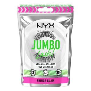 nyx professional makeup jumbo lash! vegan false eyelashes, up to 12hr wear, reusable fake lashes - fringe glam