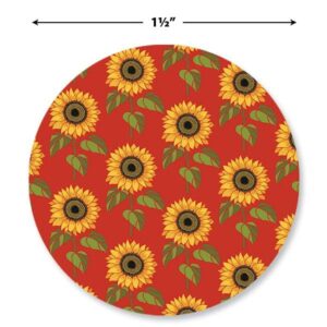 Suzanne Nicoll Sunflower Charm - Set of 144 (4 Designs) 1 ½" Round Self-Adhesive, Flat-Sheet Seals, by Colorful Images