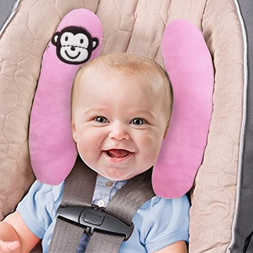 Baby Infants Adjustable Head Support Safety Pillow for Car Seat Baby Soft Neck Body Head Support, U-Shape Children Travel Pillow Cushion Stroller Neck Support for Toddlers,Pink