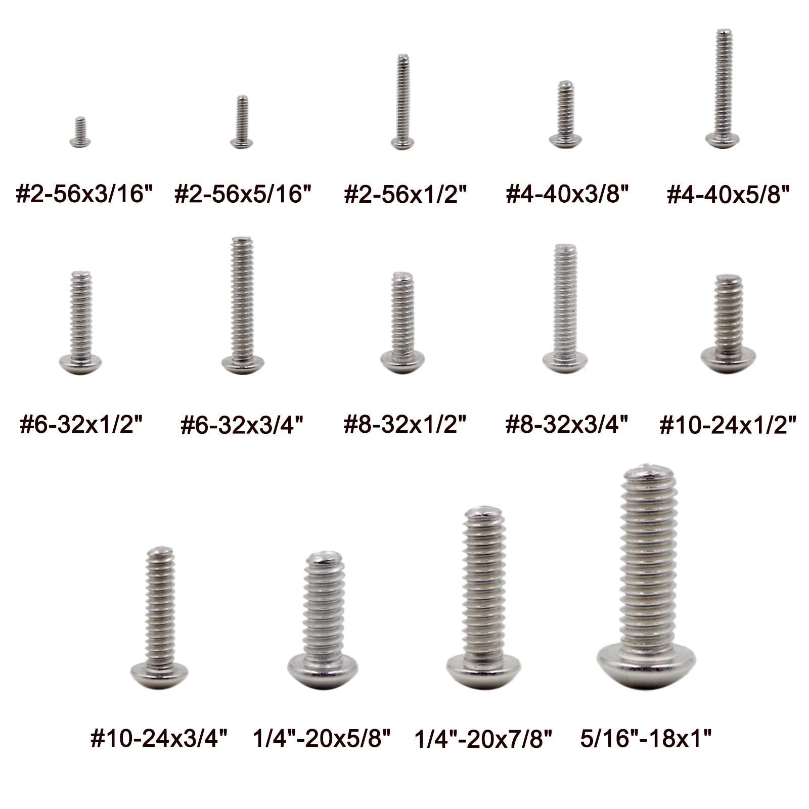 HVAZI #2-56 to 5/16"-18 UNC Stainless Steel Button-Head Socket Cap Screws Assortment Kit