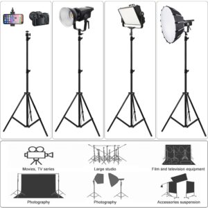 Heavy Duty Light Stand 9.5ft, Aluminum Alloy Lights Stand Spring Cushioned Adjustable Photo Video Lighting Stand, Photography Studio Tripod Stands for Flash LED Video Lights, Ring Lighting, Softboxes