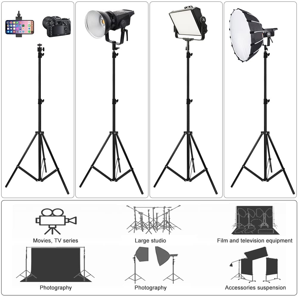 Heavy Duty Light Stand 9.5ft, Aluminum Alloy Lights Stand Spring Cushioned Adjustable Photo Video Lighting Stand, Photography Studio Tripod Stands for Flash LED Video Lights, Ring Lighting, Softboxes