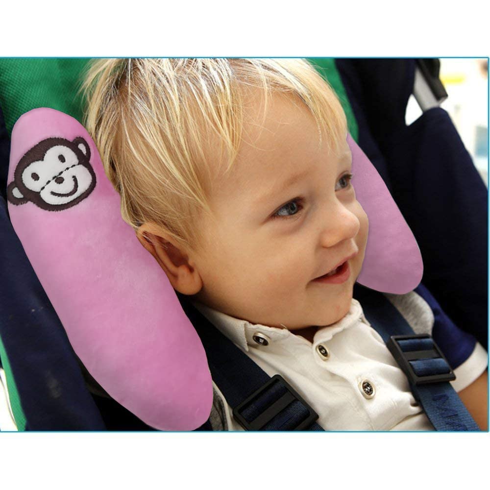 Baby Infants Adjustable Head Support Safety Pillow for Car Seat Baby Soft Neck Body Head Support, U-Shape Children Travel Pillow Cushion Stroller Neck Support for Toddlers,Pink