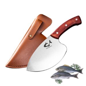 henwafx seafood market aquatic fish knives professional tool kitchen knife sharp slaughter fish special knife meat cleaver (glossy)