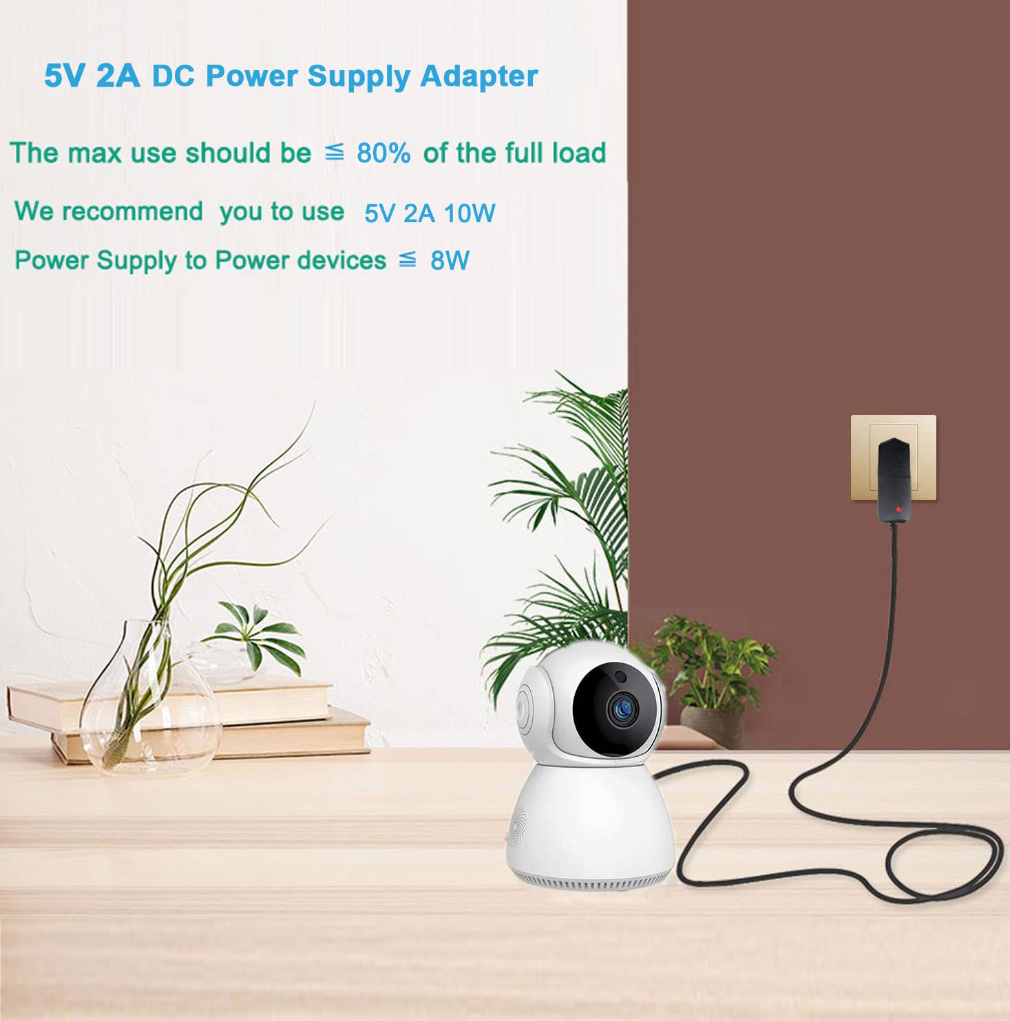 5Volt 2A DC Power Supply Adapter 5V Power Supply 10W AC Adapter 100V-240V AC to DC 5V 2A 1A Power Adapter Transformers Replacement Power Cord 5.5mm*2.5mm DC Plug