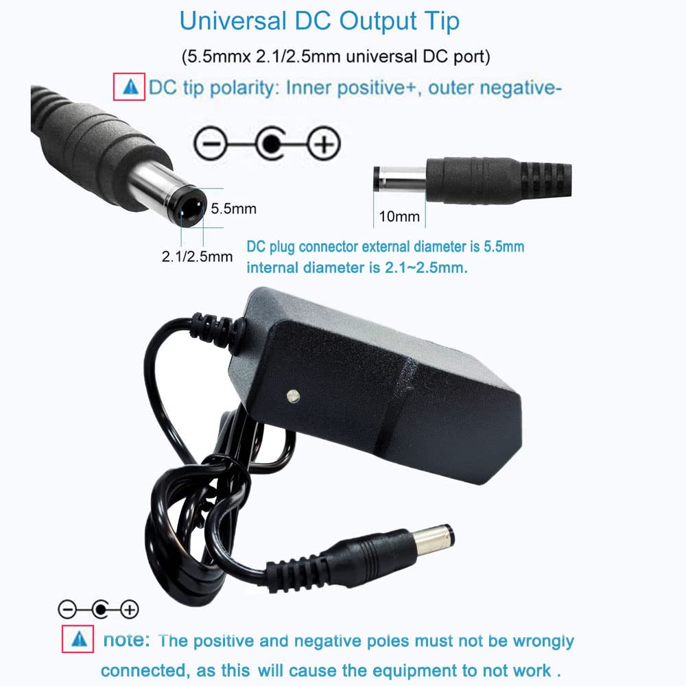 5Volt 2A DC Power Supply Adapter 5V Power Supply 10W AC Adapter 100V-240V AC to DC 5V 2A 1A Power Adapter Transformers Replacement Power Cord 5.5mm*2.5mm DC Plug