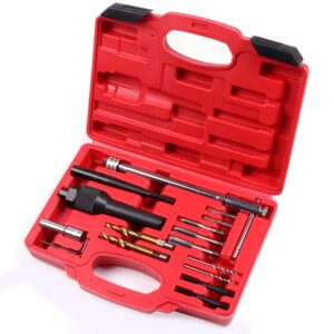 OCPTY Glow Plug disassemble disassembler 16PC Tool Kit with Ratchet-Bar Drill Holding Adaptor fit for Damaged Broken 8mm 10mm Glow Plugs