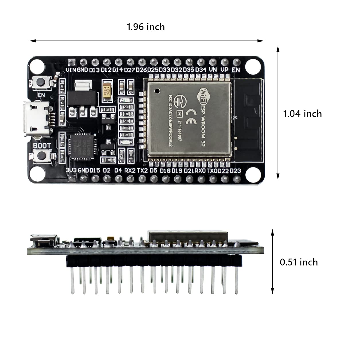 Hosyond 2Pack ESP-WROOM-32 ESP32 Development Board WiFi + Bluetooth CP2102 Dual Core 2.4Ghz Microcontroller Compatible with Arduino