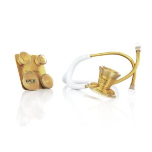 mdf white glitter gold procardial cardiology stethoscope + mdf pediatric and neonatal attachments with clip