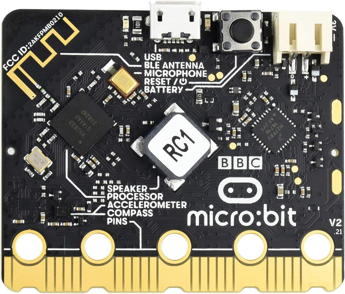 Microbit V2 Starter Kit with IoTCrazy© Frosted Protective Case, Official BBC Micro:bit v2.21 Board, Built-in Speaker and Microphone